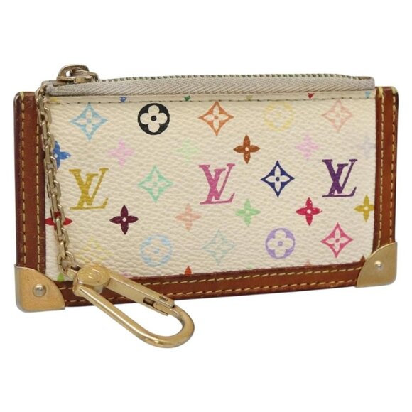 LOUIS VUITTON Multicolor Pochette Cles Coin Purse White M92655 LV Auth 135587 - Picture 1 of 16